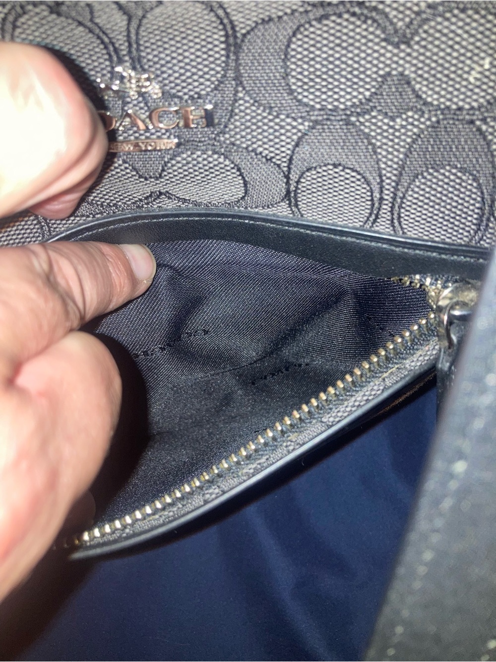 Coach Brown Signature Canvas Tote with Black Trim - Picture 7 of 13